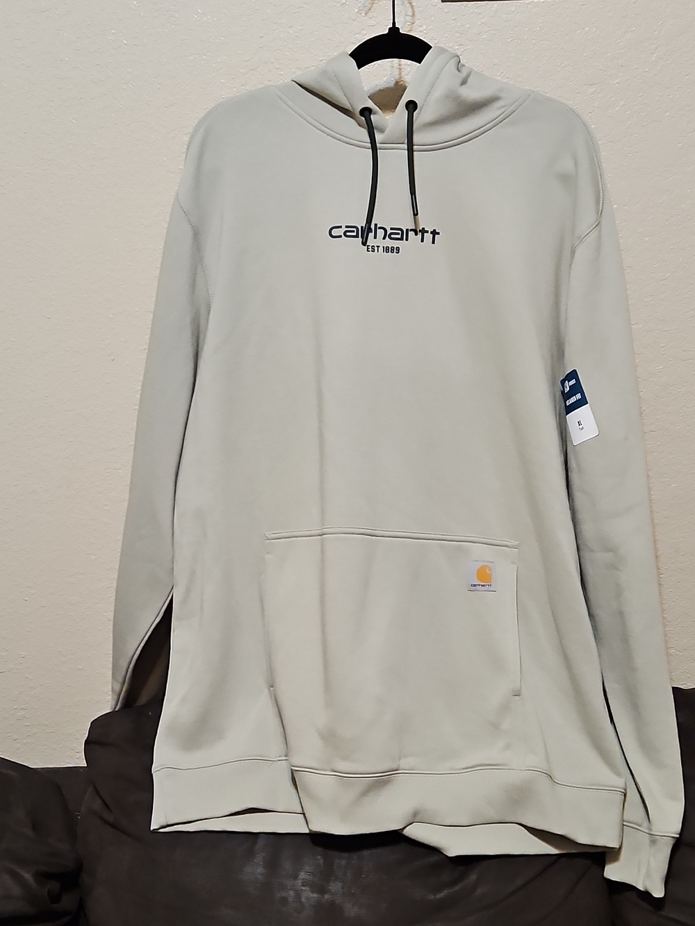 Carhartt Men’s Light Gray Pullover Hoodie with Logo